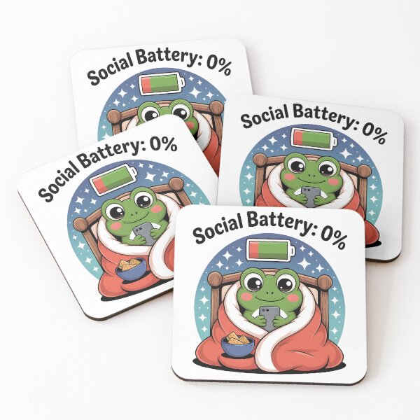 Item preview, Social Battery 0 – Funny Frog Introvert  designed and sold by al21ex.