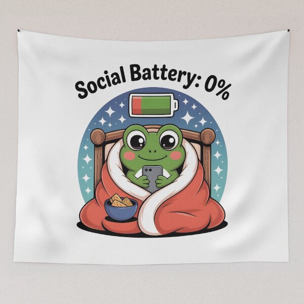Item preview, Social Battery 0 – Funny Frog Introvert  designed and sold by al21ex.