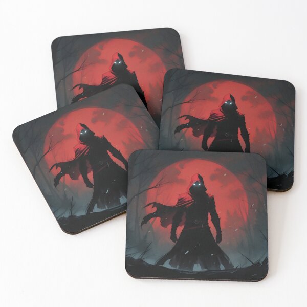 Item preview, Dark Hooded Figure Red Moon Fantasy Art designed and sold by A L O N E.