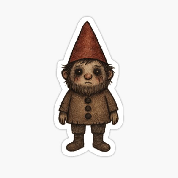 Item preview, The Melancholy Gnome Gothic Whimsical Forest Sticker designed and sold by IllustratedRealmsCo..