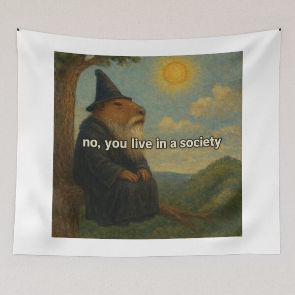Item preview, Capybara Wizard – “No, you live in a society” designed and sold by Capybarastore_77.