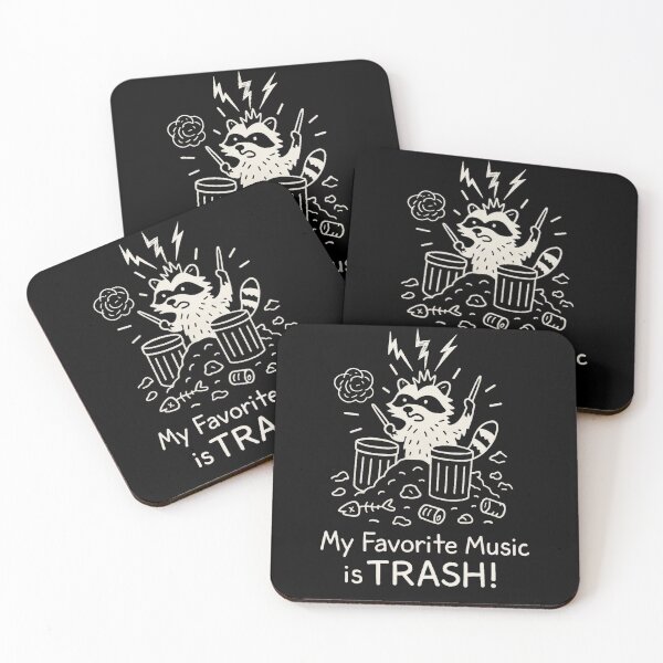 Item preview, Trash Raccoon Drummer Shirt – Funny Raccoon Playing Trash Can Drums Tee designed and sold by Thehatinthecat.