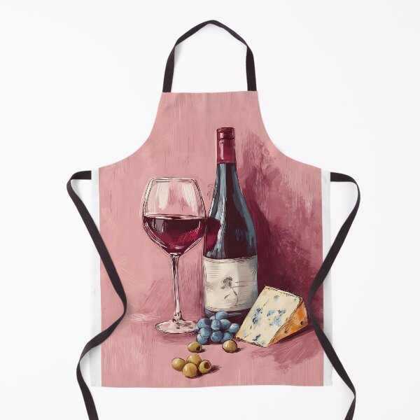 Item preview, Indulge in Refined Flavor - Red Wine, Blue Cheese, Grapes, and Olives on a Warm Pink Canvas designed and sold by OlfactoART Studio.