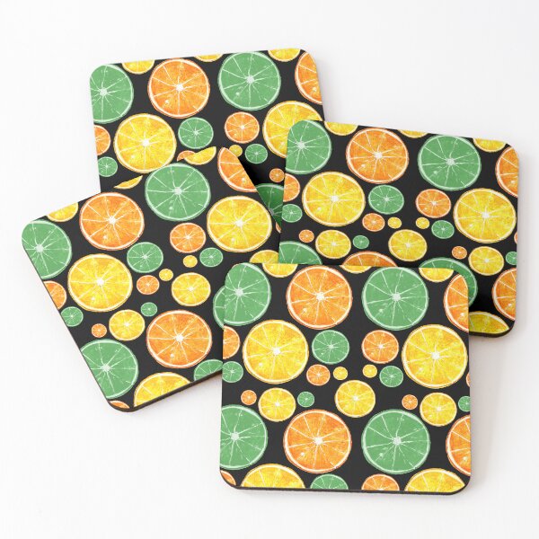 Item preview, Watercolor Citrus Fruit Slices Black designed and sold by Haunted Moon.