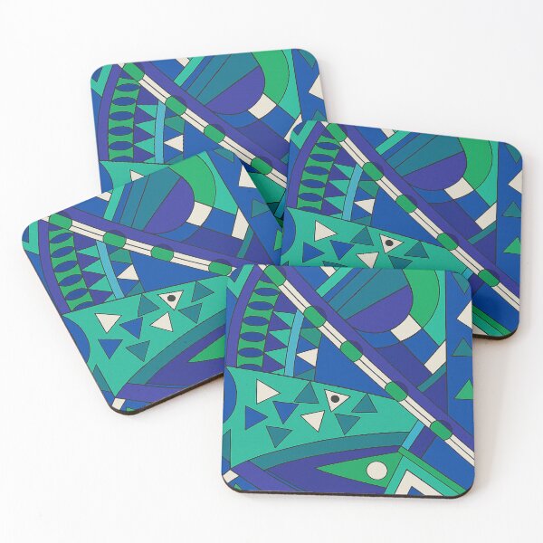 Item preview, Abstract Geometric Pattern in Teal and Blue – Bold Modern Art Design designed and sold by weirdfishes123.