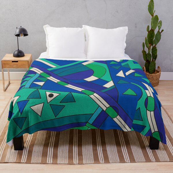 Item preview, Abstract Geometric Pattern in Teal and Blue – Bold Modern Art Design designed and sold by weirdfishes123.