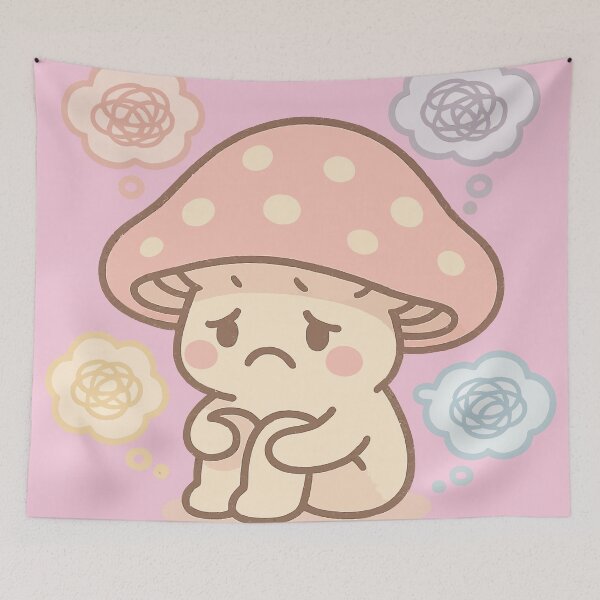 Item preview, Overthinking Mushroom in Soft Sad Mode designed and sold by xmoudx.