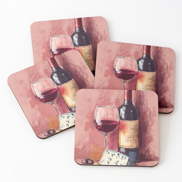 Item preview, Pour a Glass of Rustic Elegance - Red Wine, Blue Cheese, and Grapes in a Timeless Still Life designed and sold by OlfactoART Studio.