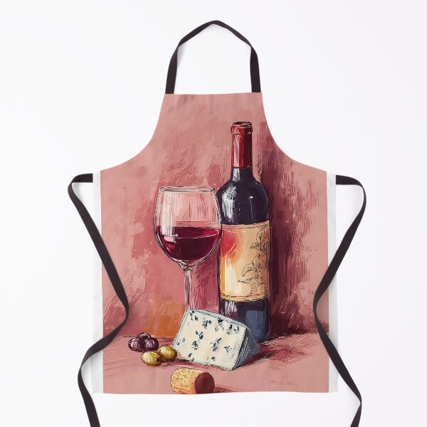 Item preview, Pour a Glass of Rustic Elegance - Red Wine, Blue Cheese, and Grapes in a Timeless Still Life designed and sold by OlfactoART Studio.