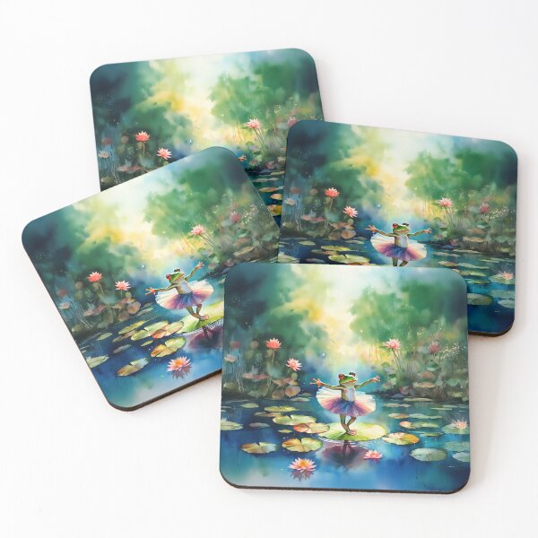 Item preview, A frog ballerina dancing on a lotus leaf in a pond designed and sold by OEKAKIYASAN.