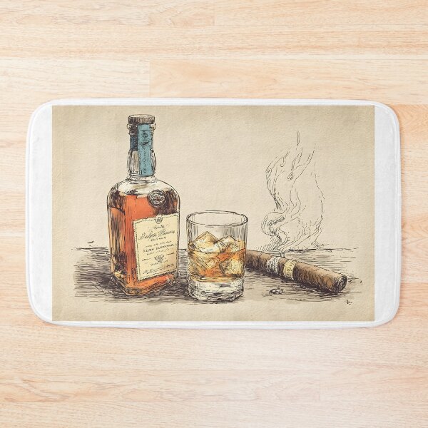 Item preview, Unwind in Vintage Elegance - Whiskey on Ice with Lit Cigar in a Refined and Relaxed Setting designed and sold by OlfactoART Studio.