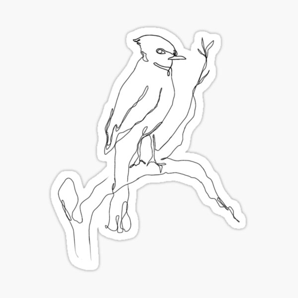 Item preview, Oiseau bleu sur une branche, dessin au trait minimaliste designed and sold by Tamars-Design.