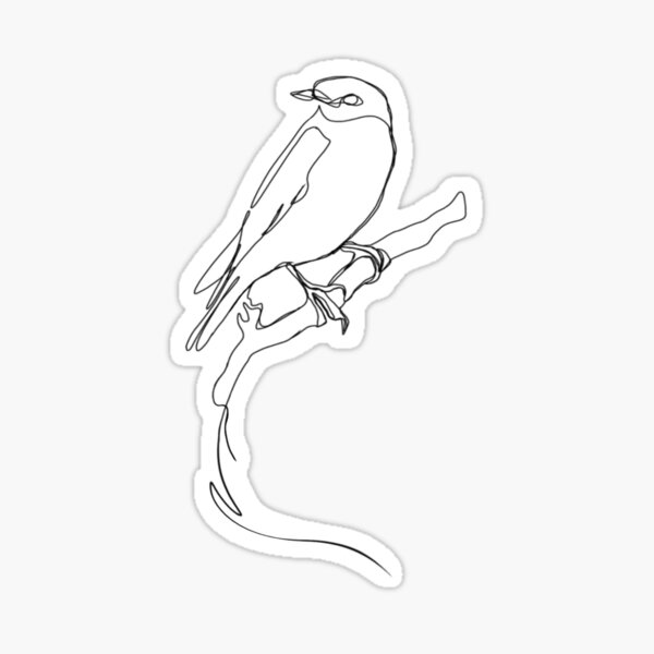 Item preview, Petit oiseau sur une branche, dessin au trait minimaliste designed and sold by Tamars-Design.