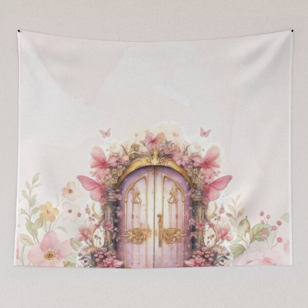 Item preview, Pastel purple door with gold accents – flower and butterfly design designed and sold by Anna2492.