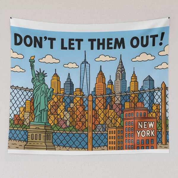 Item preview, "Don’t Let Them Out! – NYC Behind the Cartoon Fence" designed and sold by NCLaserDesigns.
