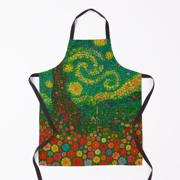 Artikelvorschau, Lebendige pointillistische Nacht: Wirbelnde Sterne und bunte Blumen entworfen und verkauft von Alan Javier Cordoba Espinosa.