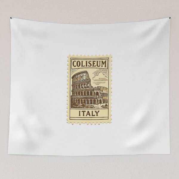 Item preview, Vintage Italy Travel Stamp – Coliseum Rome Illustration designed and sold by Greemo03.