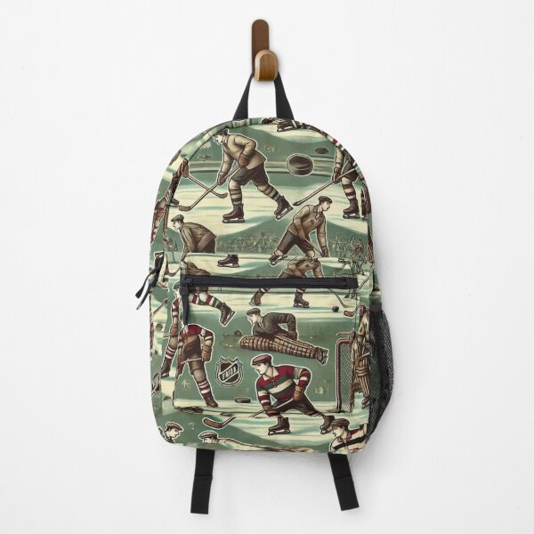 Item preview, hockey themed backpack design designed and sold by TEEJAMBOREE.
