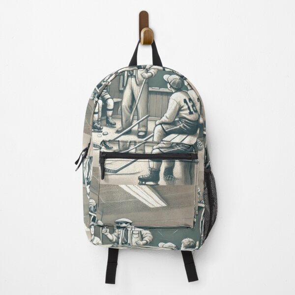 Item preview, hockey themed backpack design designed and sold by TEEJAMBOREE.