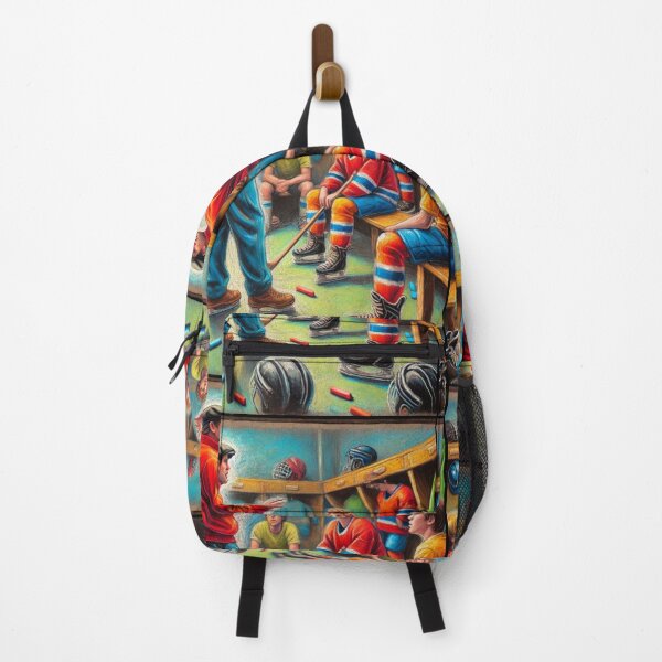 Item preview, hockey themed backpack design designed and sold by TEEJAMBOREE.