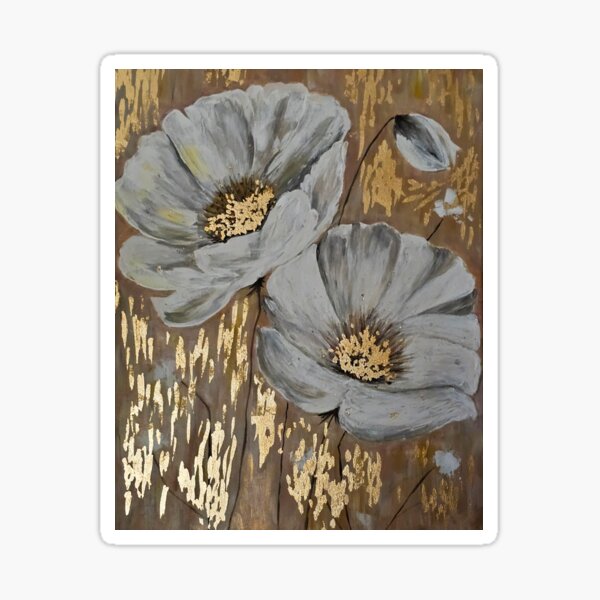 Item preview, Fleurs blanches aux feuilles dorées designed and sold by Alla Gill.