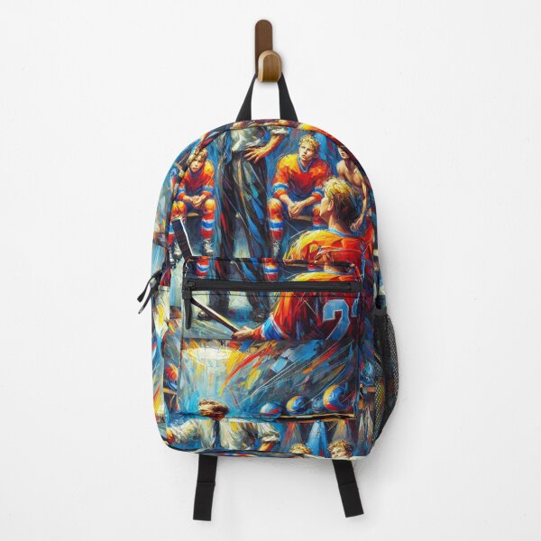 Item preview, hockey themed backpack design designed and sold by TEEJAMBOREE.