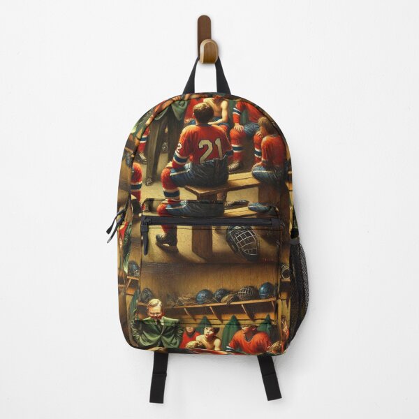 Item preview, hockey themed backpack design designed and sold by TEEJAMBOREE.