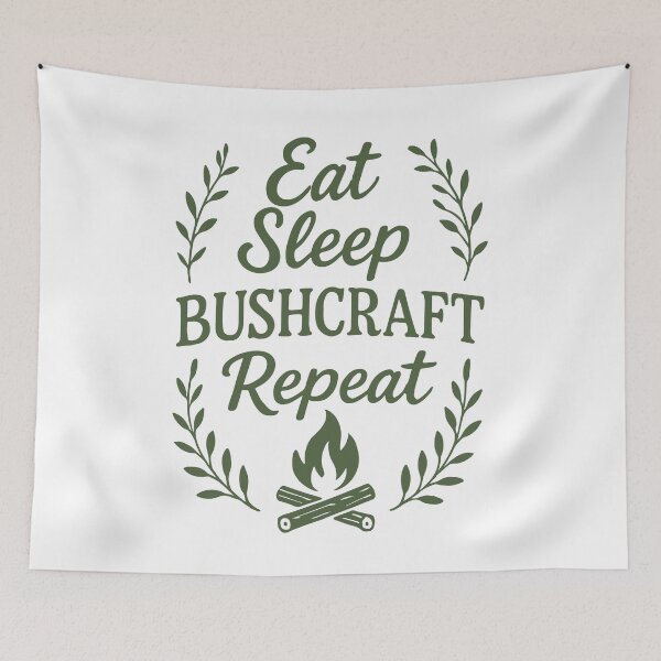 Item preview, Eat Sleep Bushcraft Repeat Prepper Survival designed and sold by LuminOrb.