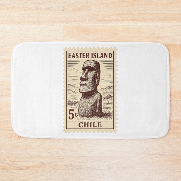 Item preview, Easter Island Moai Stamp – Vintage Chile Travel Illustration designed and sold by Greemo03.