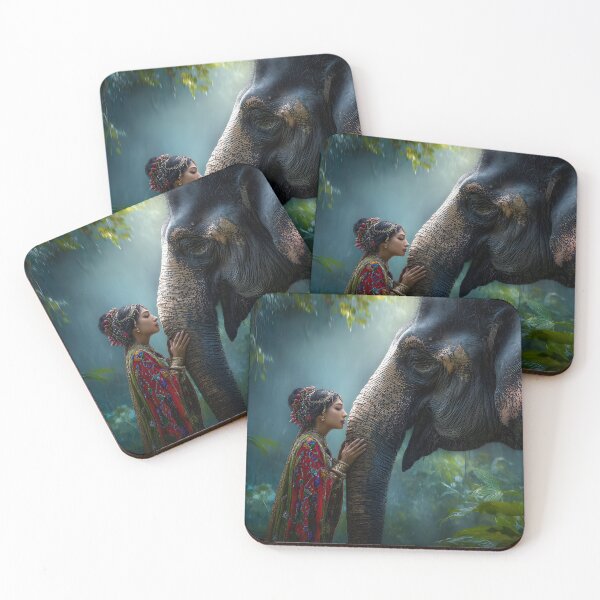 Item preview, Woman and Elephant in Enchanted Jungle Encounter designed and sold by Artessie.