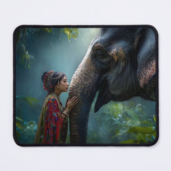 Item preview, Woman and Elephant in Enchanted Jungle Encounter designed and sold by Artessie.