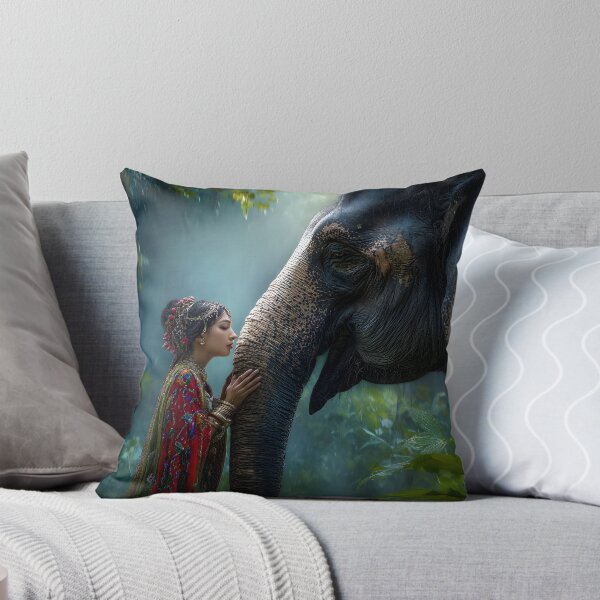 Item preview, Woman and Elephant in Enchanted Jungle Encounter designed and sold by Artessie.