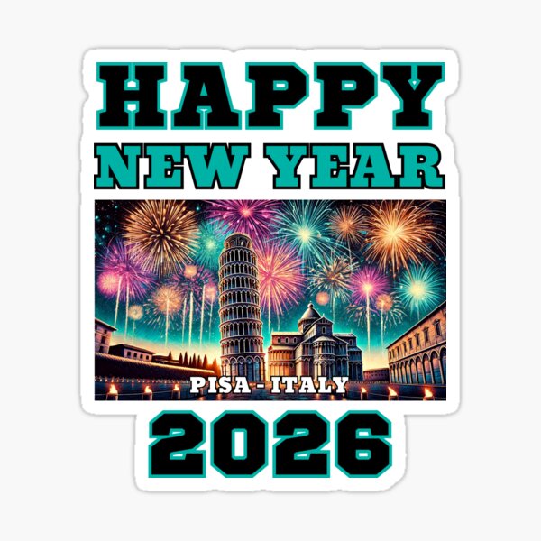 Item preview, Happy New Year 2026 - Pisa - Blue/Green Edition designed and sold by Manic Merch Designs.