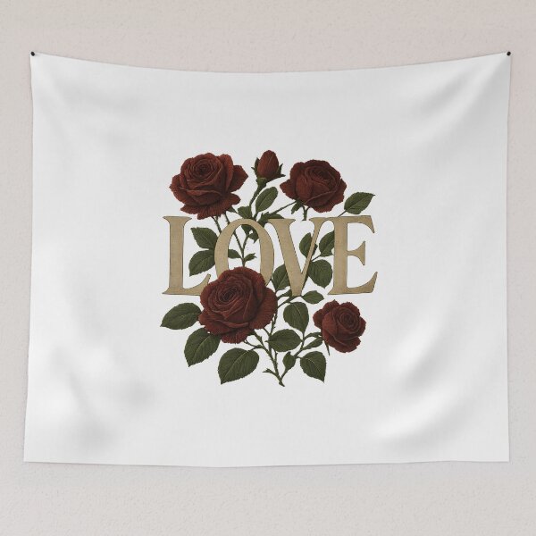 Item preview, Vintage Rose Love Typography – Romantic Floral Design designed and sold by dionisoldschool .