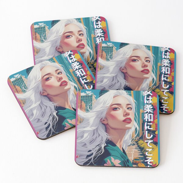 Item preview, White-haired anime girl in the middle of the city - Poster designed and sold by StellarBees.