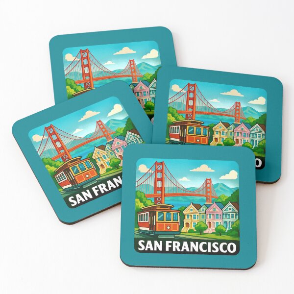 Item preview, San Francisco - Golden Gate Bridge, Cable Car & Painted Ladies designed and sold by Myra365Art.