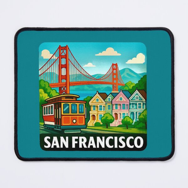 Item preview, San Francisco - Golden Gate Bridge, Cable Car & Painted Ladies designed and sold by Myra365Art.