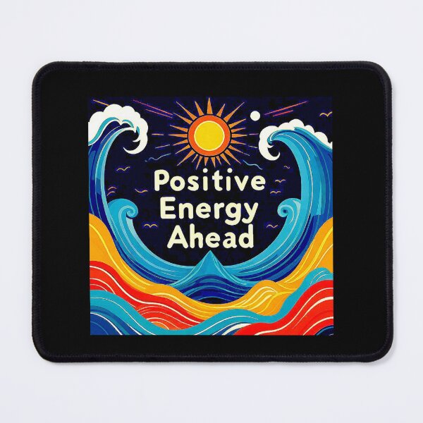 Item preview, Motivational with large phrase "POSITIVE ENERGY AHEAD" between waves and the sun. designed and sold by Giulivo Store Graphic.