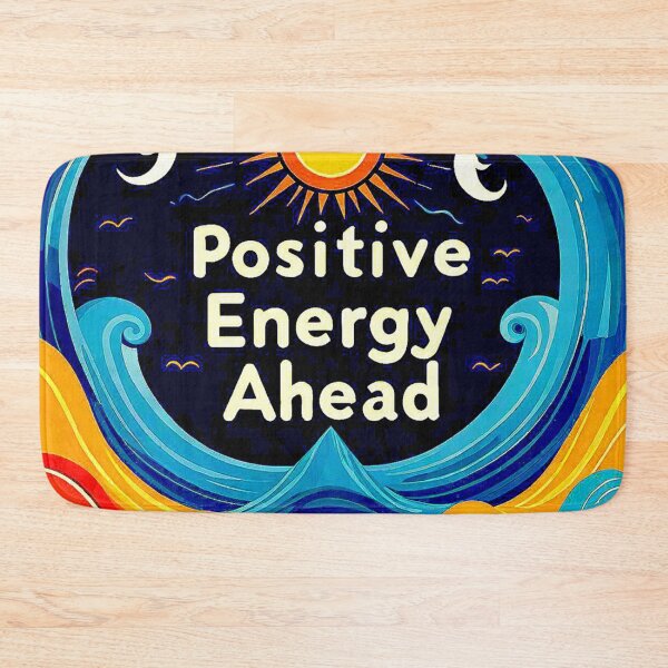 Item preview, Motivational with large phrase "POSITIVE ENERGY AHEAD" between waves and the sun. designed and sold by Giulivo Store Graphic.