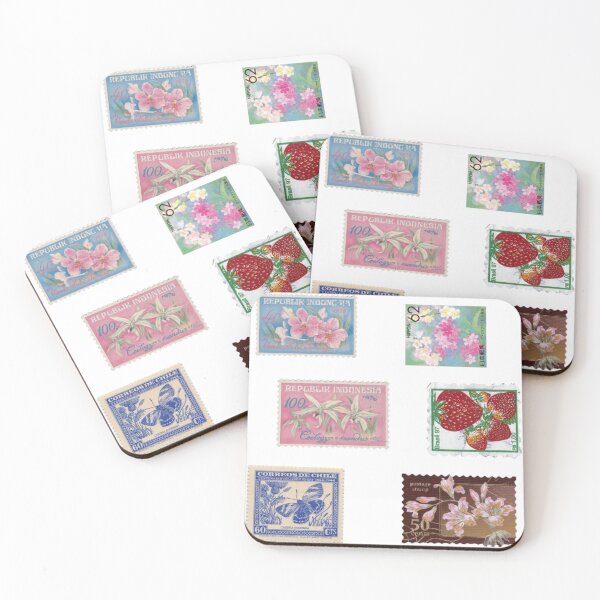 Item preview, Flower Cute Stamps Postcard designed and sold by yuliiyadesigns.