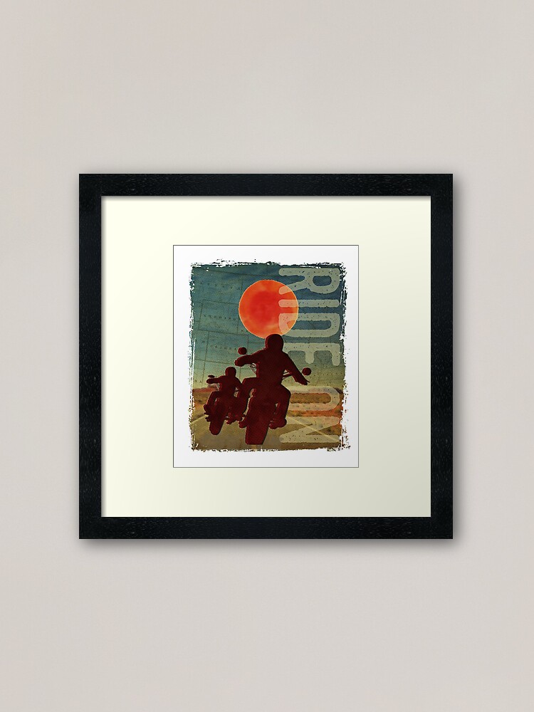 Alternate view of Bikers in the sunset Framed Art Print