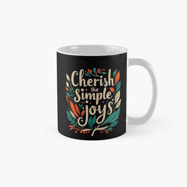 Item preview, Motivational with large phrase "CHERISH THE SIMPLE JOYS" between leaves and a pencil. designed and sold by Giulivo Store Graphic.