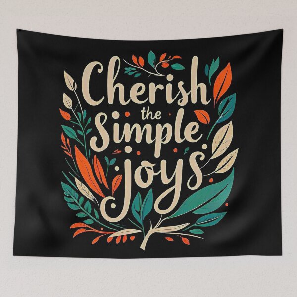 Item preview, Motivational with large phrase "CHERISH THE SIMPLE JOYS" between leaves and a pencil. designed and sold by Giulivo Store Graphic.