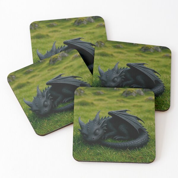Item preview, Mystical Baby Dragon: Peaceful Black Creature on Grass designed and sold by Alan Javier Cordoba Espinosa.