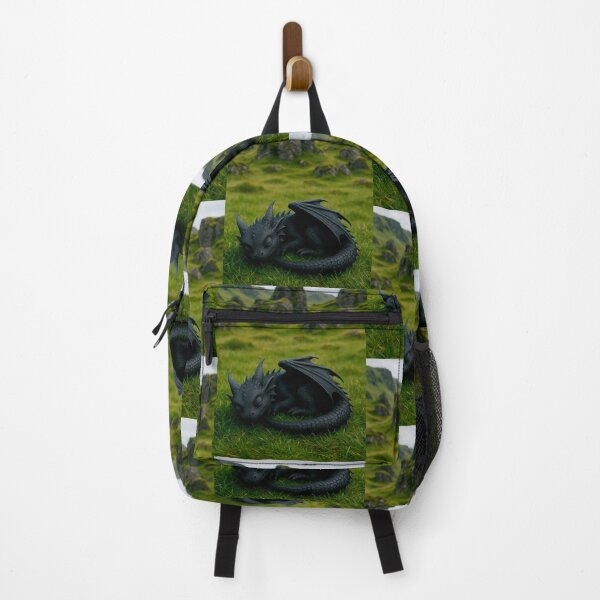 Item preview, Mystical Baby Dragon: Peaceful Black Creature on Grass designed and sold by Alan Javier Cordoba Espinosa.