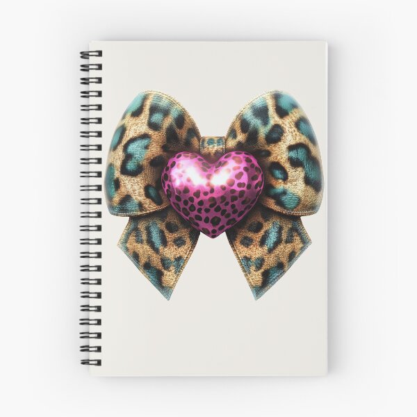 Item preview, Cheetah Print Bow with Pink Heart Jewel – Blue & Brown Animal Pattern designed and sold by EmeraldeaArt.