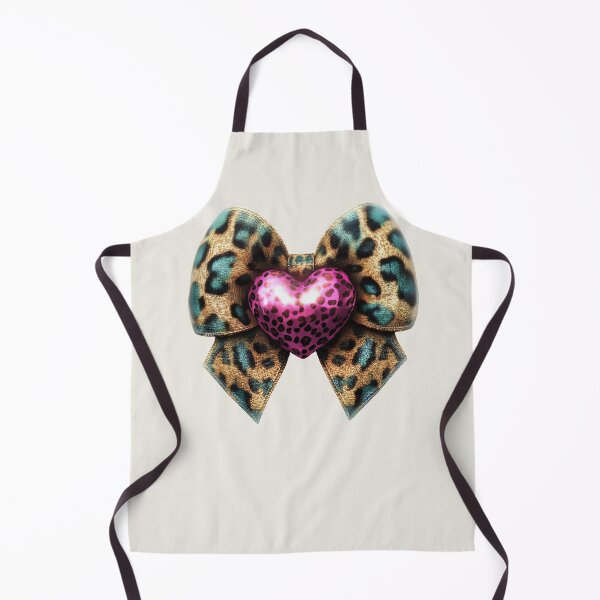 Item preview, Cheetah Print Bow with Pink Heart Jewel – Blue & Brown Animal Pattern designed and sold by EmeraldeaArt.