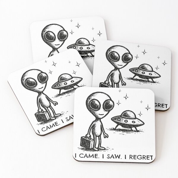 Item preview, UFO Alien Introvert Sarcasm I Came, I Saw, I Went Back to Bed - Minimalist Art designed and sold by BeaverFriends.