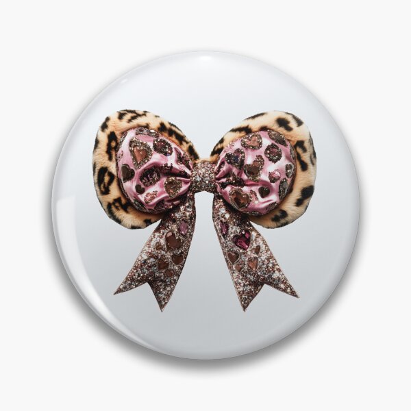 Item preview, Bejeweled Cheetah Bow – Pink Silver Glam Animal Print designed and sold by EmeraldeaArt.