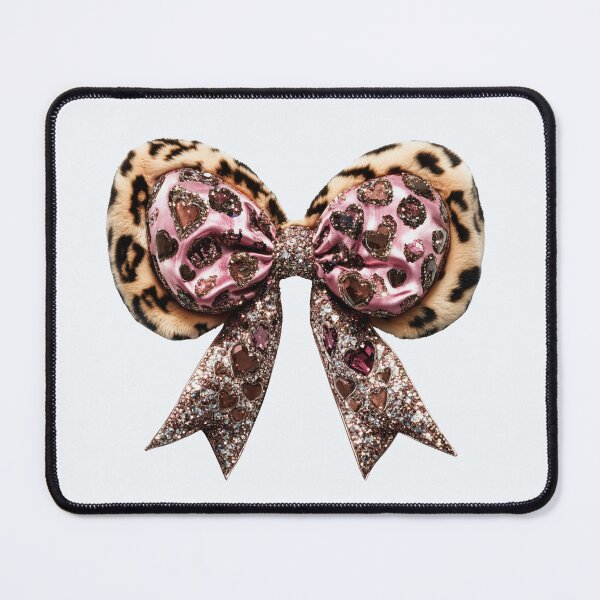 Item preview, Bejeweled Cheetah Bow – Pink Silver Glam Animal Print designed and sold by EmeraldeaArt.